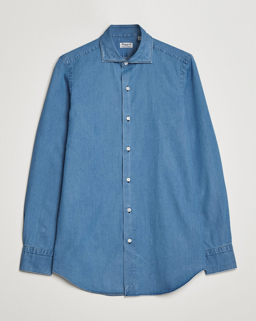 Finamore Napoli Milano Slim Denim Shirt Light Indigo – Blau