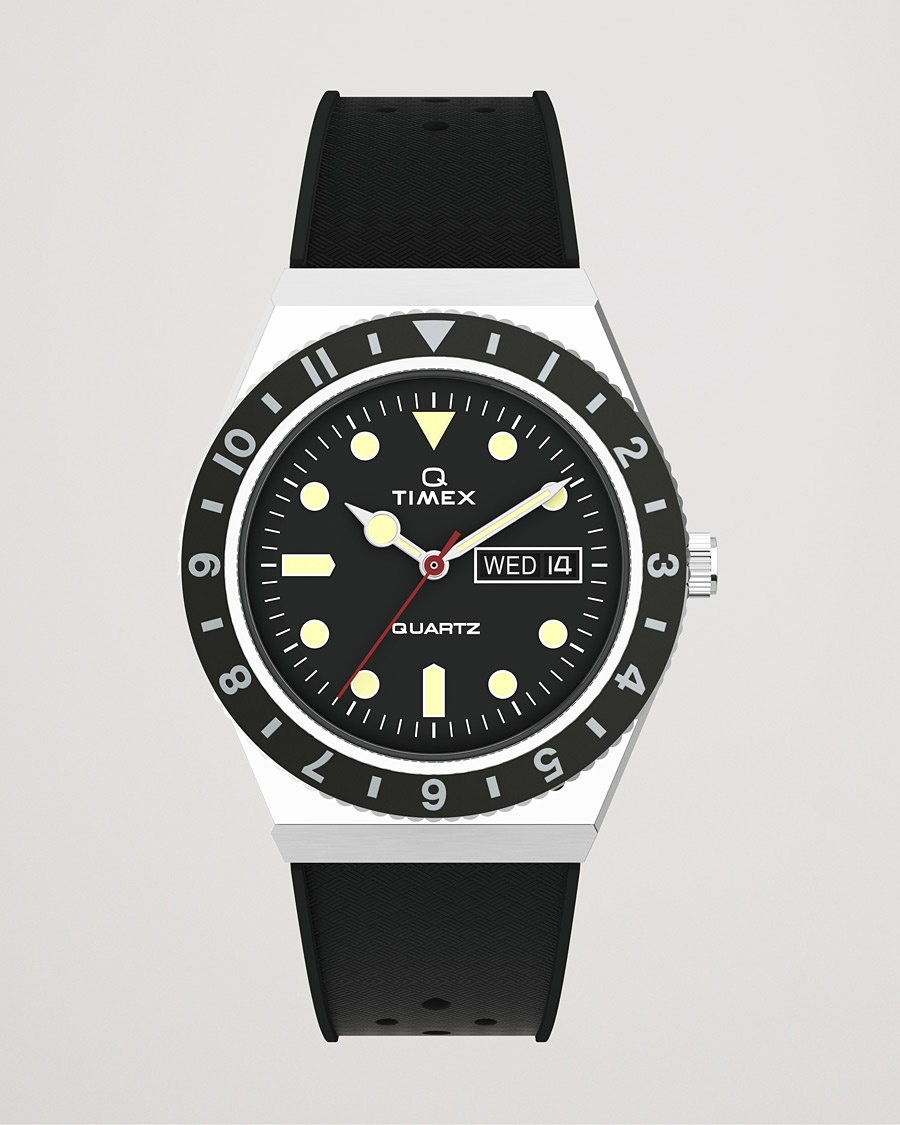 Timex Q Diver 38mm Rubber Strap Black – Schwarz