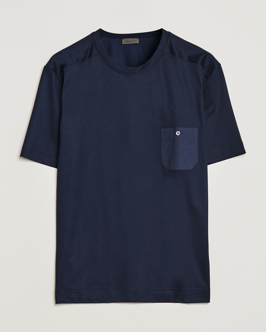 Zimmerli of Switzerland Cotton/Modal Crew Neck Loungwear T-Shirt Midnight – Blau