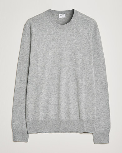  Cotton Merino Basic Sweater Light Grey Melange