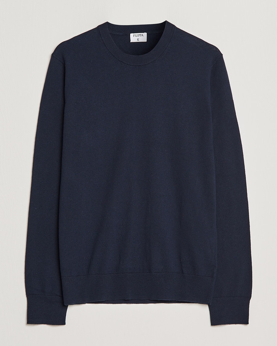 Filippa K Cotton Merino Basic Sweater Navy – Blau