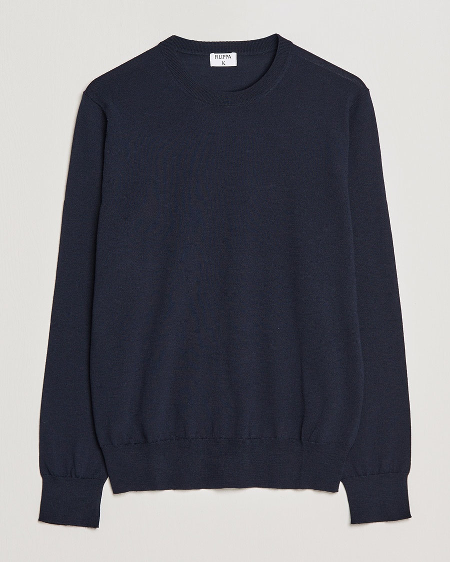 Filippa K Merino Round Neck Sweater Navy – Blau