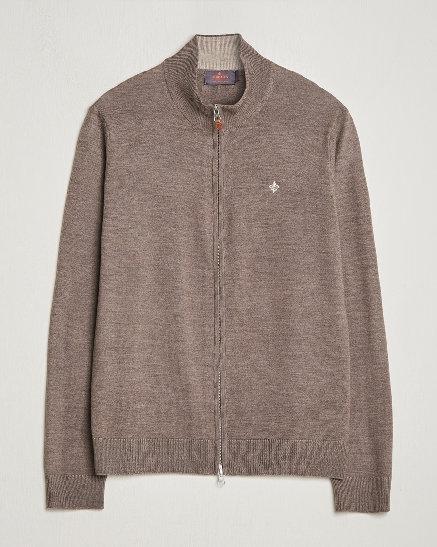 Morris Merino Zip Cardigan Brown – Braun