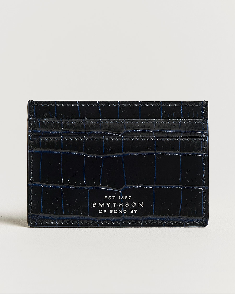 Smythson Mara Flat Cardholder Navy – Blau