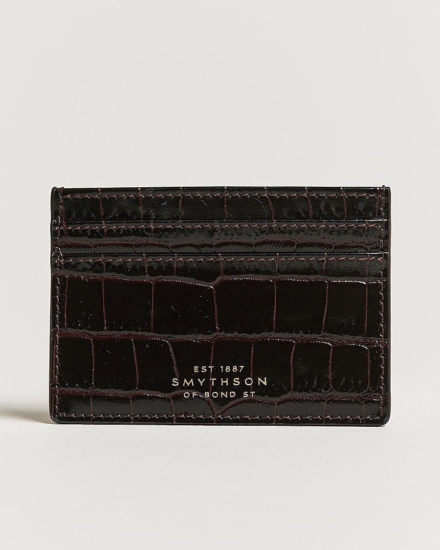 Smythson Mara Flat Cardholder Dark Brown – Braun