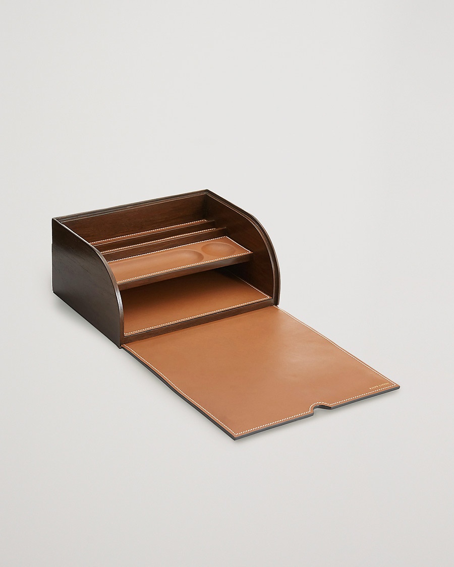 Ralph Lauren Home Brennan Leather Writers Box Saddle Brown – Braun
