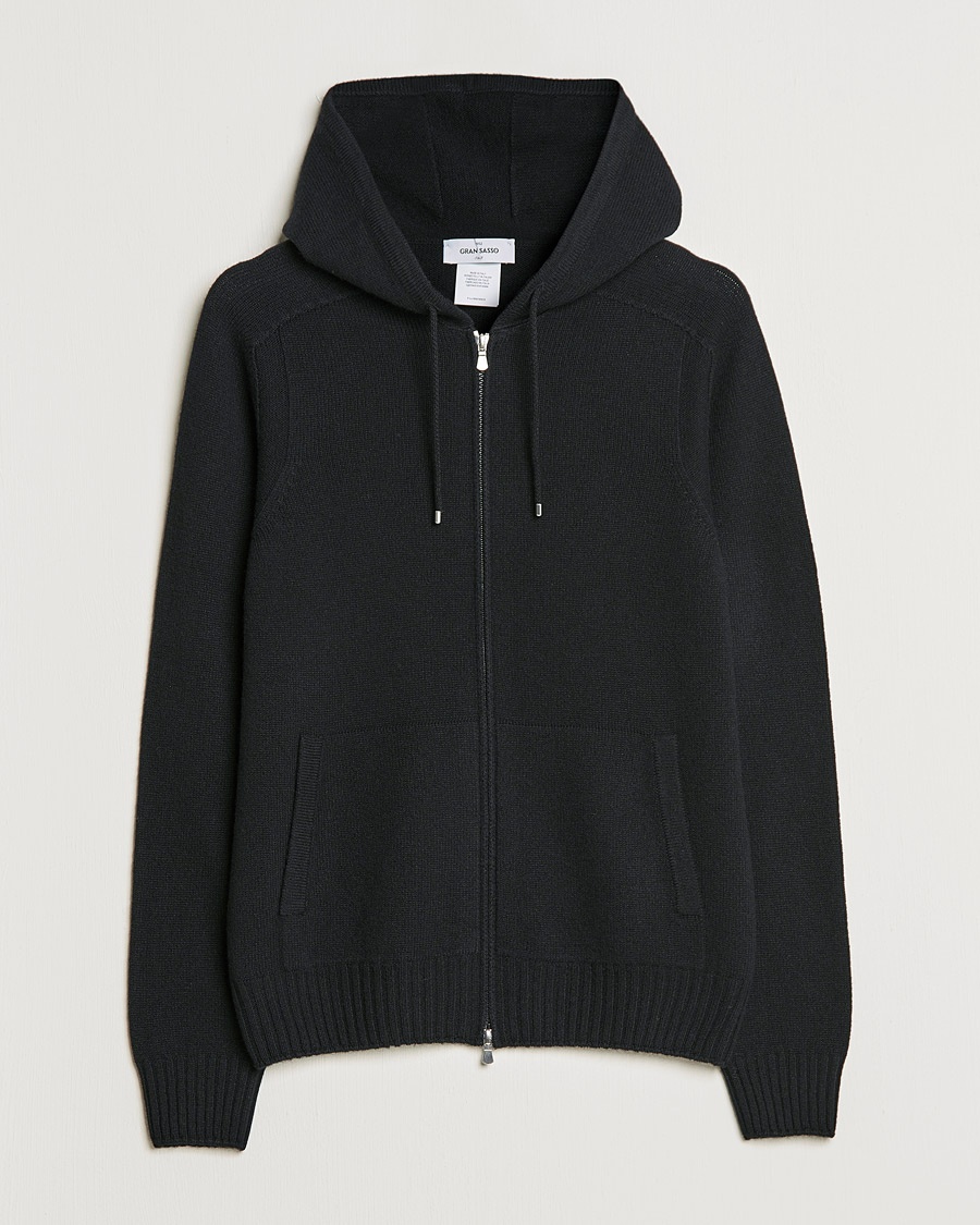 Gran Sasso Full Zip Wool Hoodie Black – Schwarz