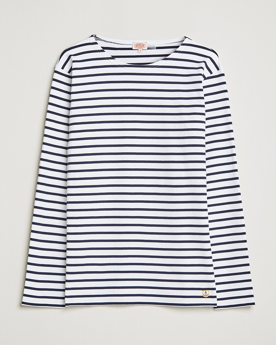 Armor-lux Houat Héritage Stripe Long Sleeve T-Shirt White/Navy – Blau
