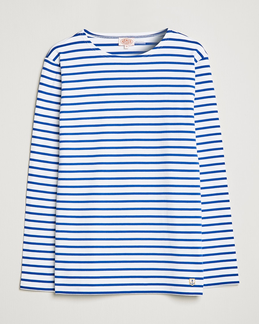 Armor-lux Houat Héritage Stripe Long Sleeve T-Shirt White/Blue – Blau