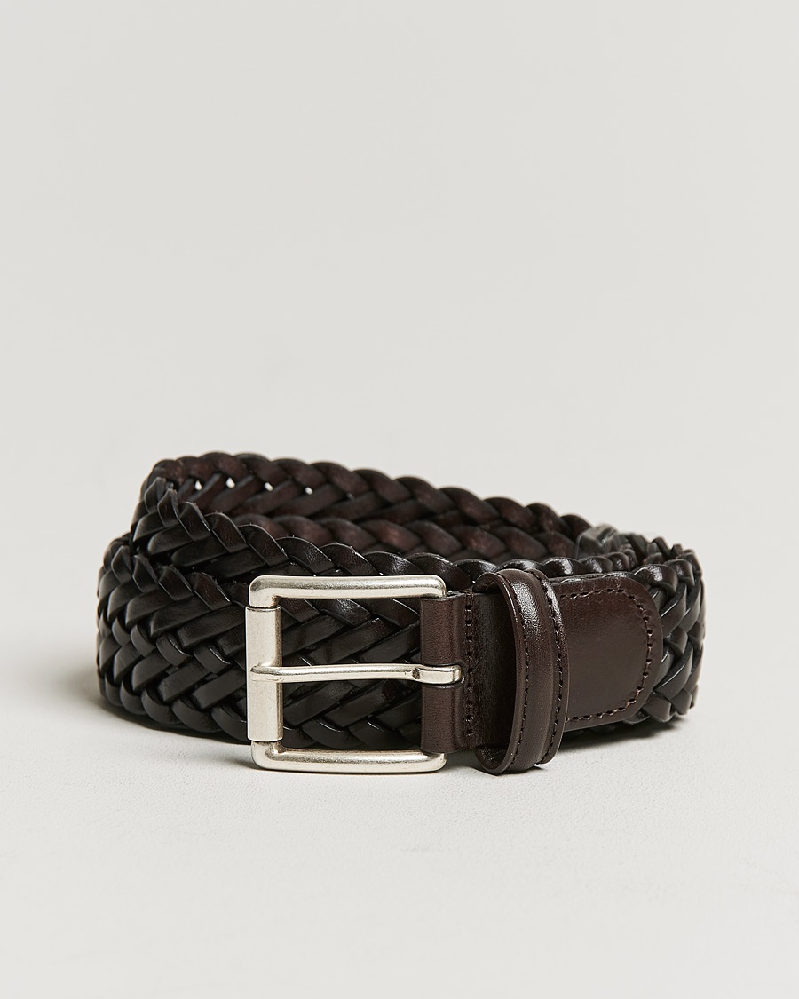 Anderson's Woven Leather 3,5 cm Belt Dark Brown – Braun
