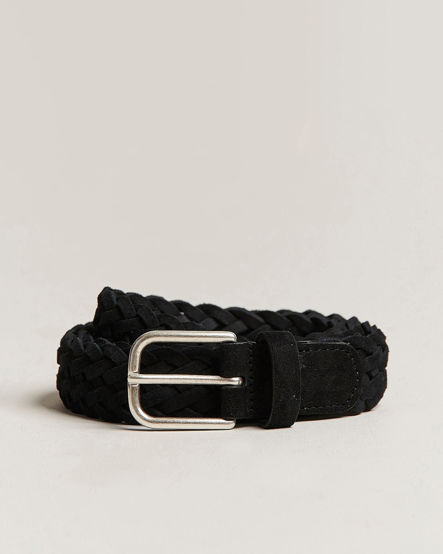Anderson's Woven Suede Belt 3 cm Black – Schwarz