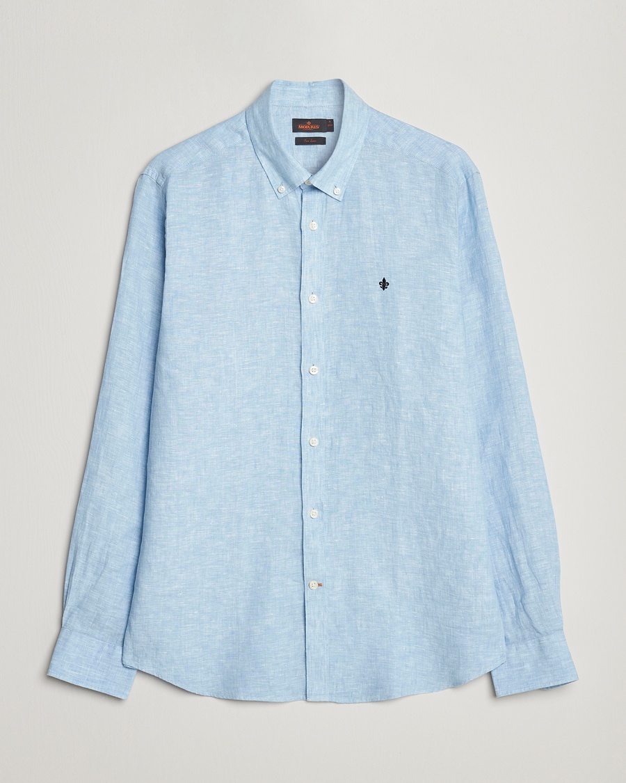 Morris Douglas Linen Button Down Shirt Light Blue – Blau