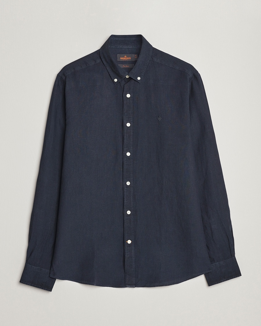 Morris Douglas Linen Button Down Shirt Navy – Blau