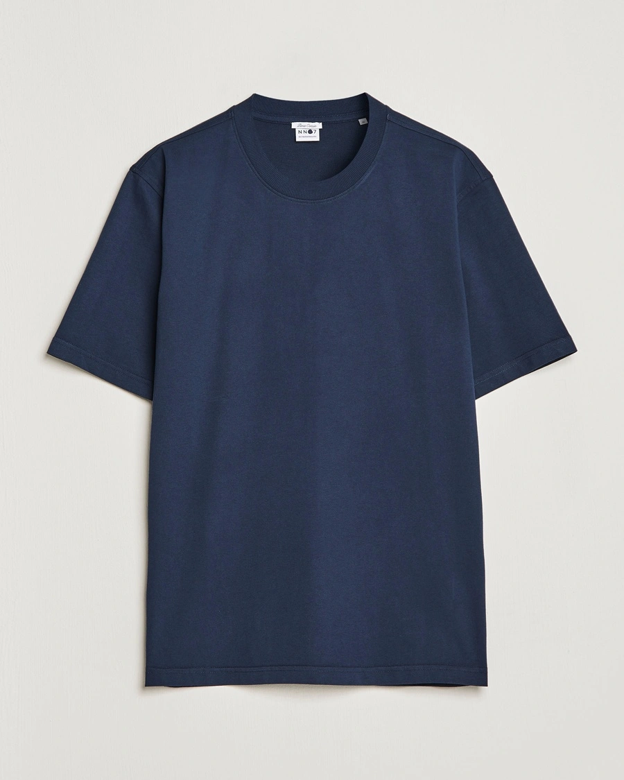 NN07 Adam Pima Crew Neck T-Shirt Navy Blue – Blau