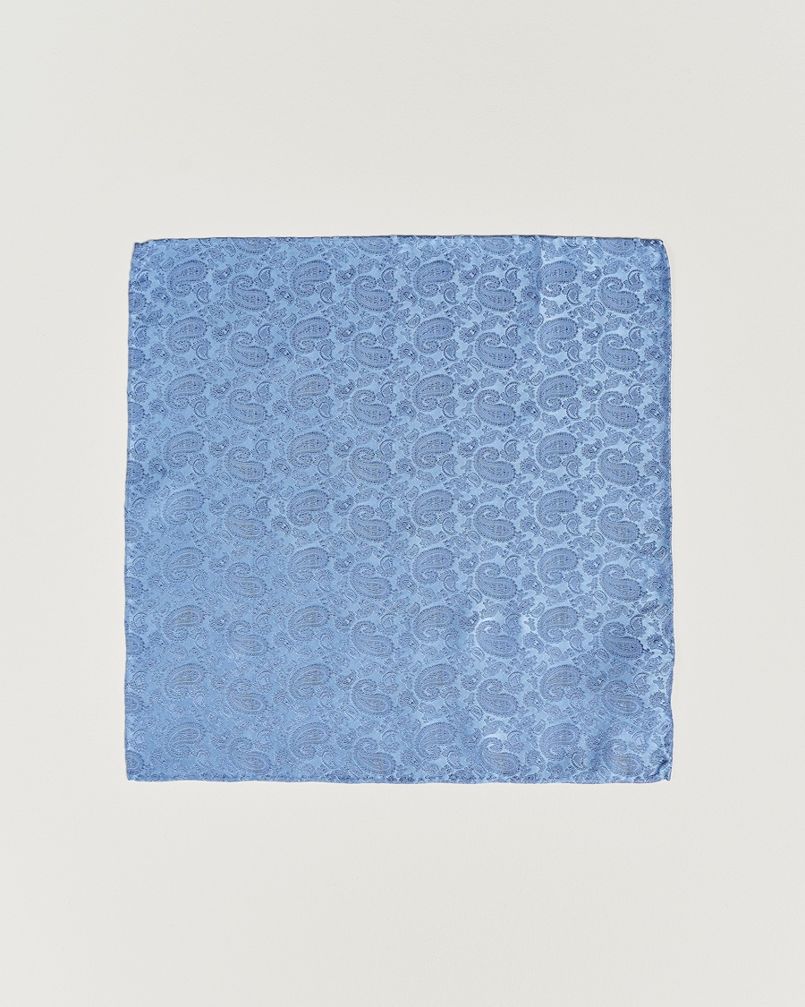 Amanda Christensen Tonal Paisley Silk Pocket Square Sky Blue – Blau
