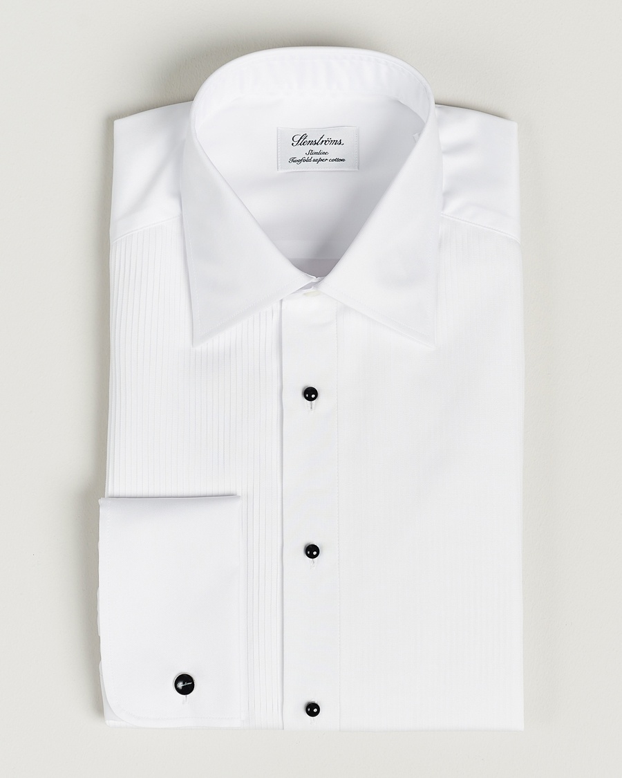 Stenströms Slimline Open Smoking Shirt White – Weiß