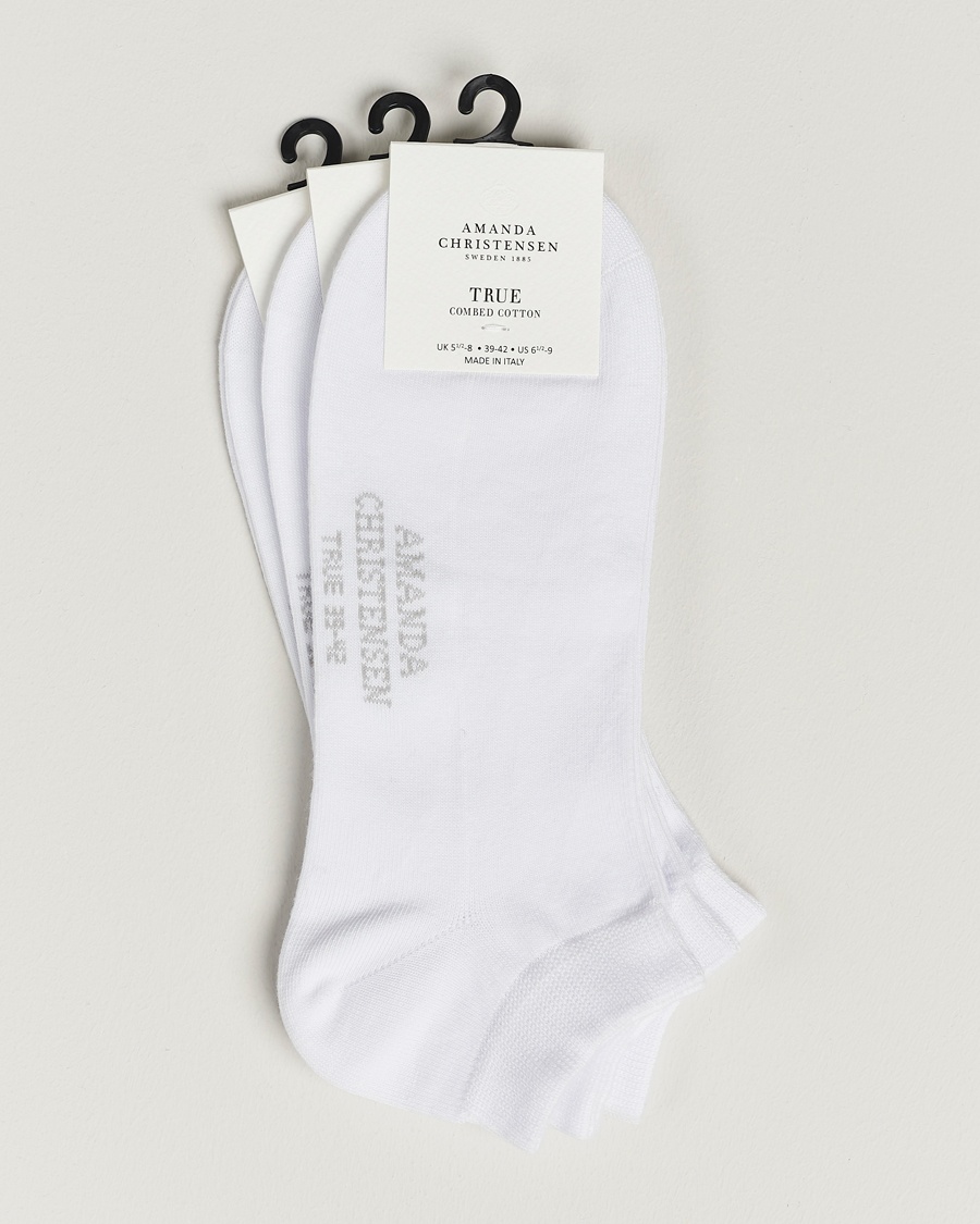 Amanda Christensen 3-Pack True Cotton Sneaker Socks White – Weiß