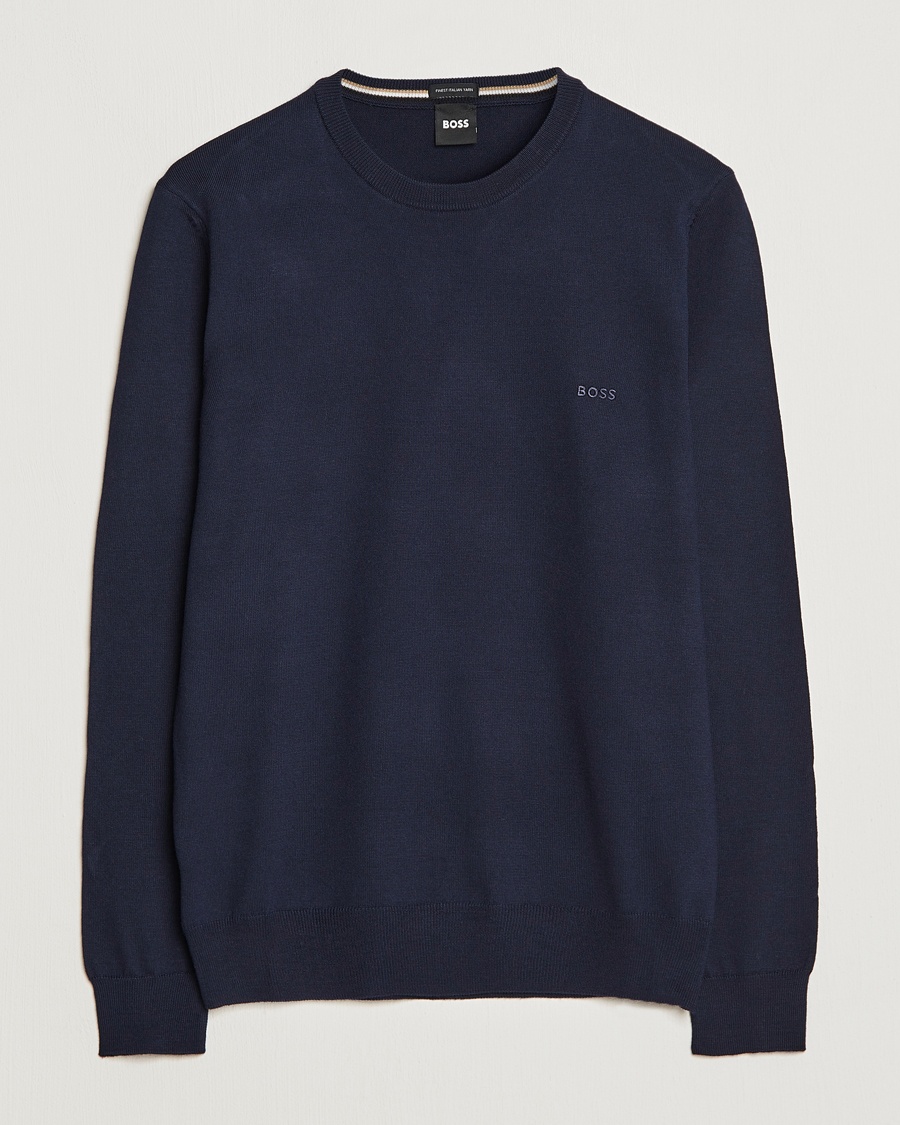 BOSS BLACK Botto Merino Knitted Pullover Dark Blue – Blau