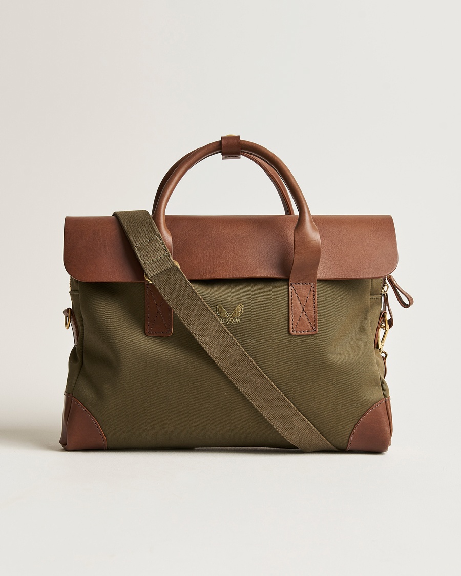 Bennett Winch Canvas Briefcase Olive – Grün