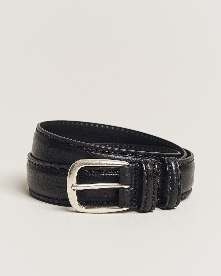 Anderson's Grained Leather Belt 3 cm Black – Schwarz