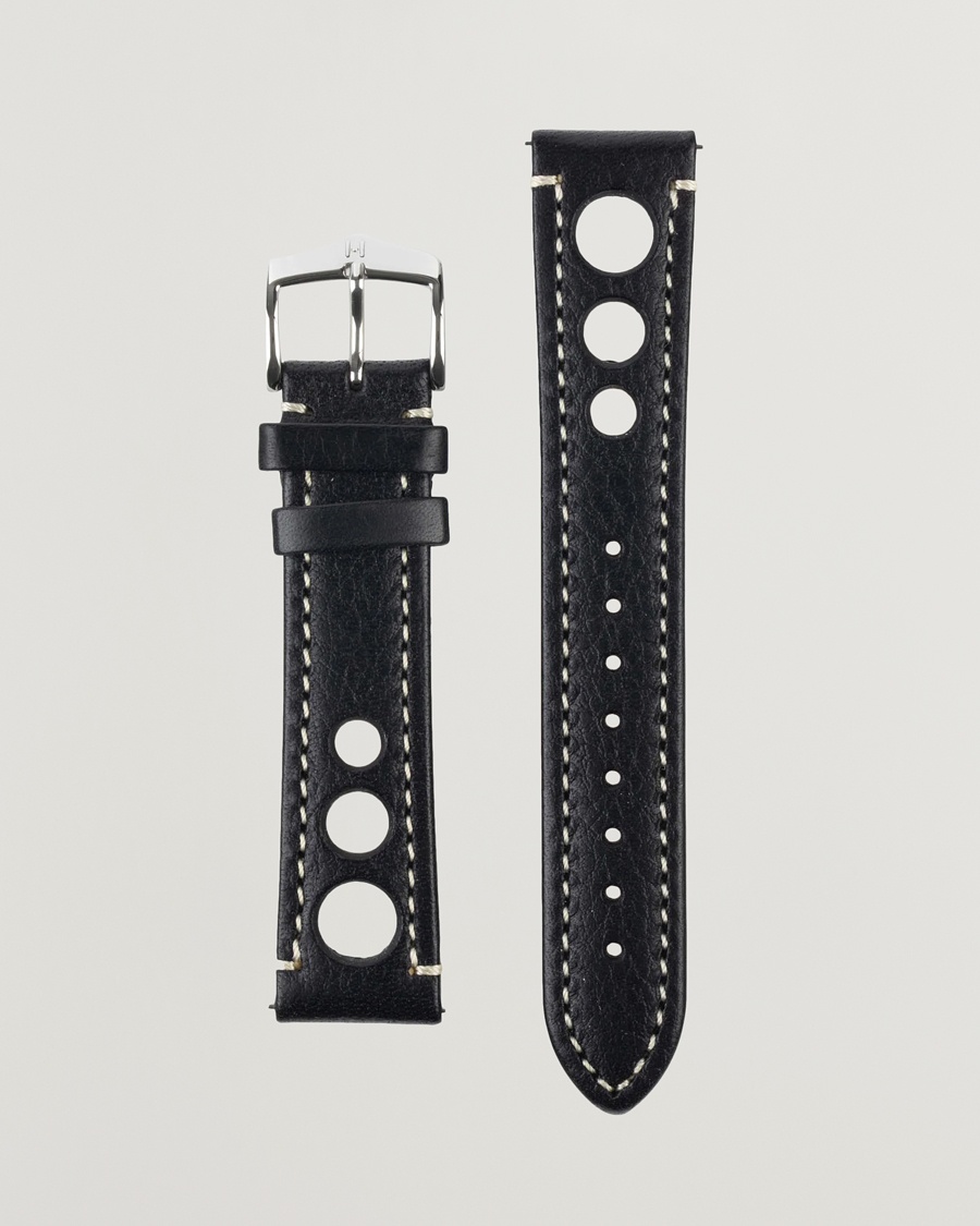 HIRSCH Rally Natural Leather Racing Watch Strap Black – Schwarz
