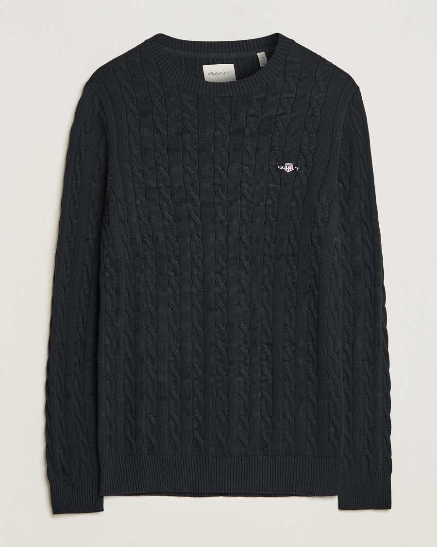 Gant Cotton Cable Crew Neck Black – Schwarz