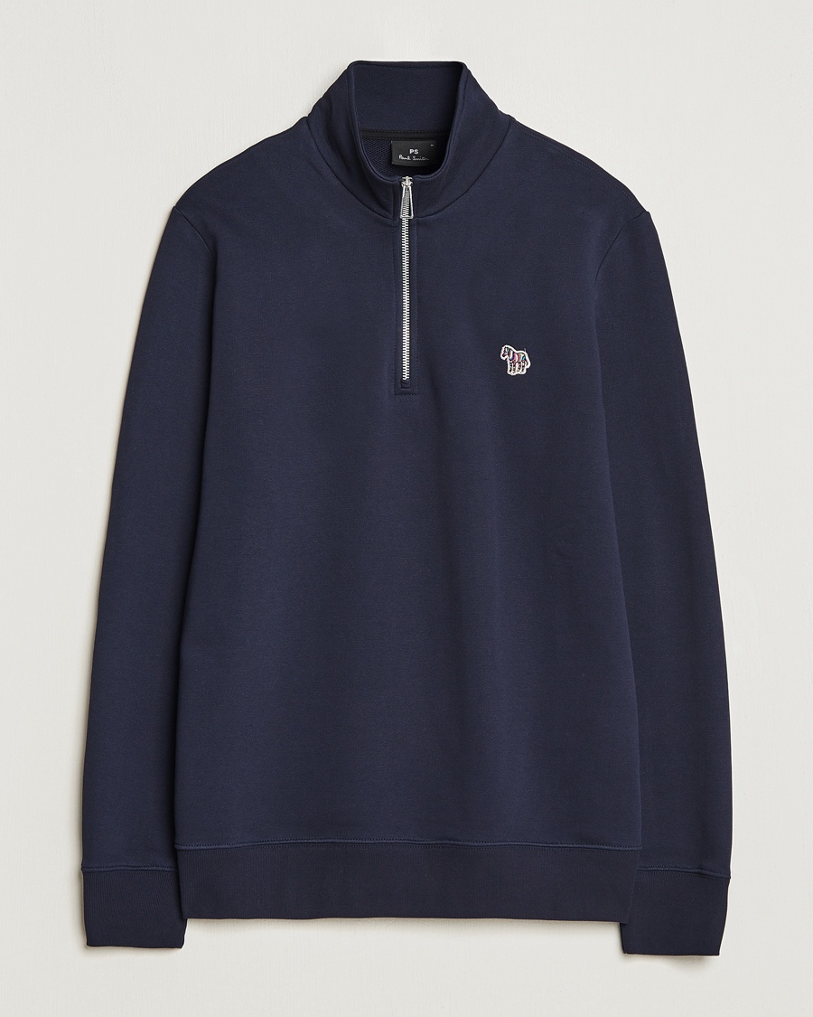 PS Paul Smith Zebra Organic Cotton Sweat Half Zip Navy – Blau