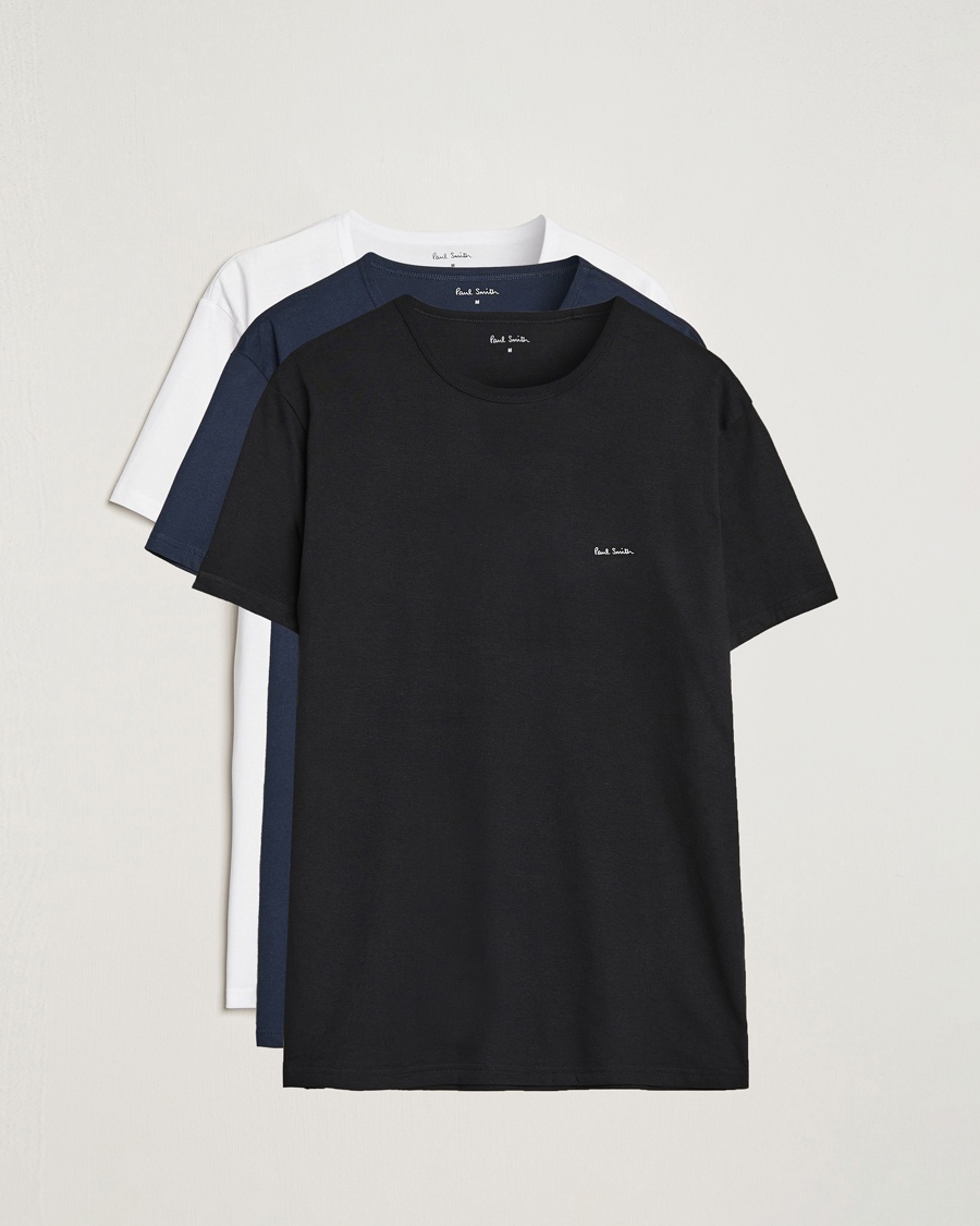 Paul Smith 3-Pack Crew Neck T-Shirt Black/Navy/White – Blau