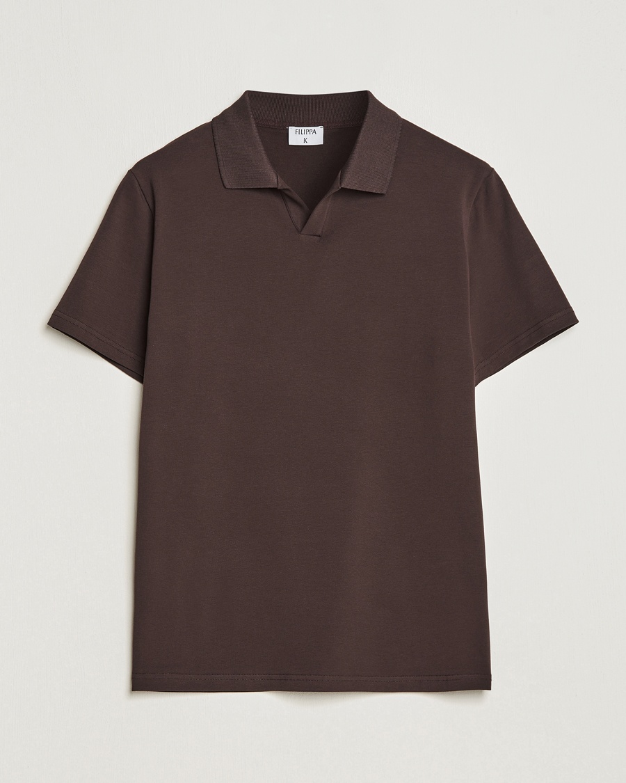 Filippa K Soft Lycra Polo T-Shirt Dark Chocolate – Braun