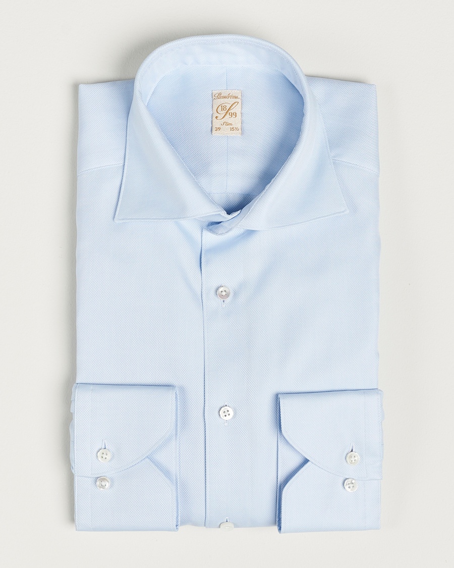 Stenströms 1899 Slim Cotton Royal Oxford Shirt Light Blue – Blau