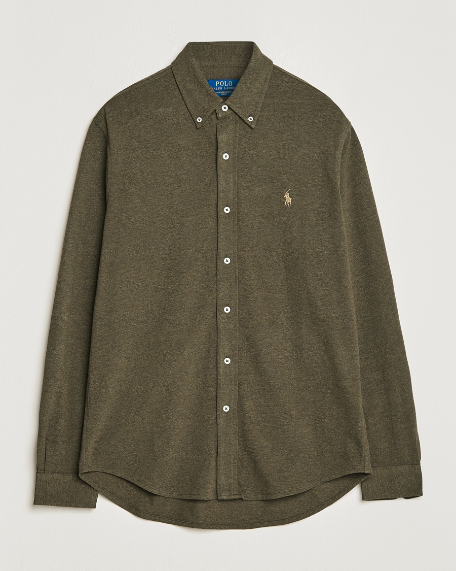 Polo Ralph Lauren Featherweight Mesh Shirt Wilson Olive Heather – Grün