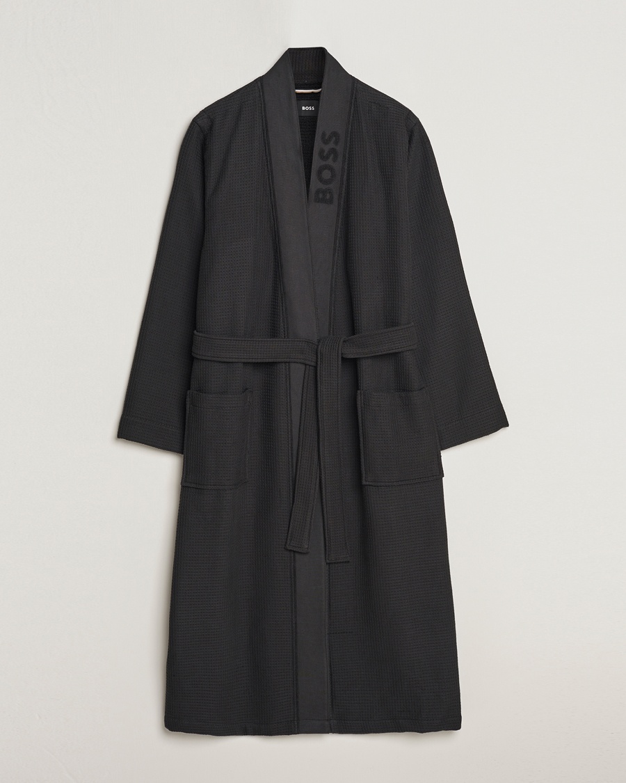 BOSS BLACK Waffle Robe Black – Schwarz