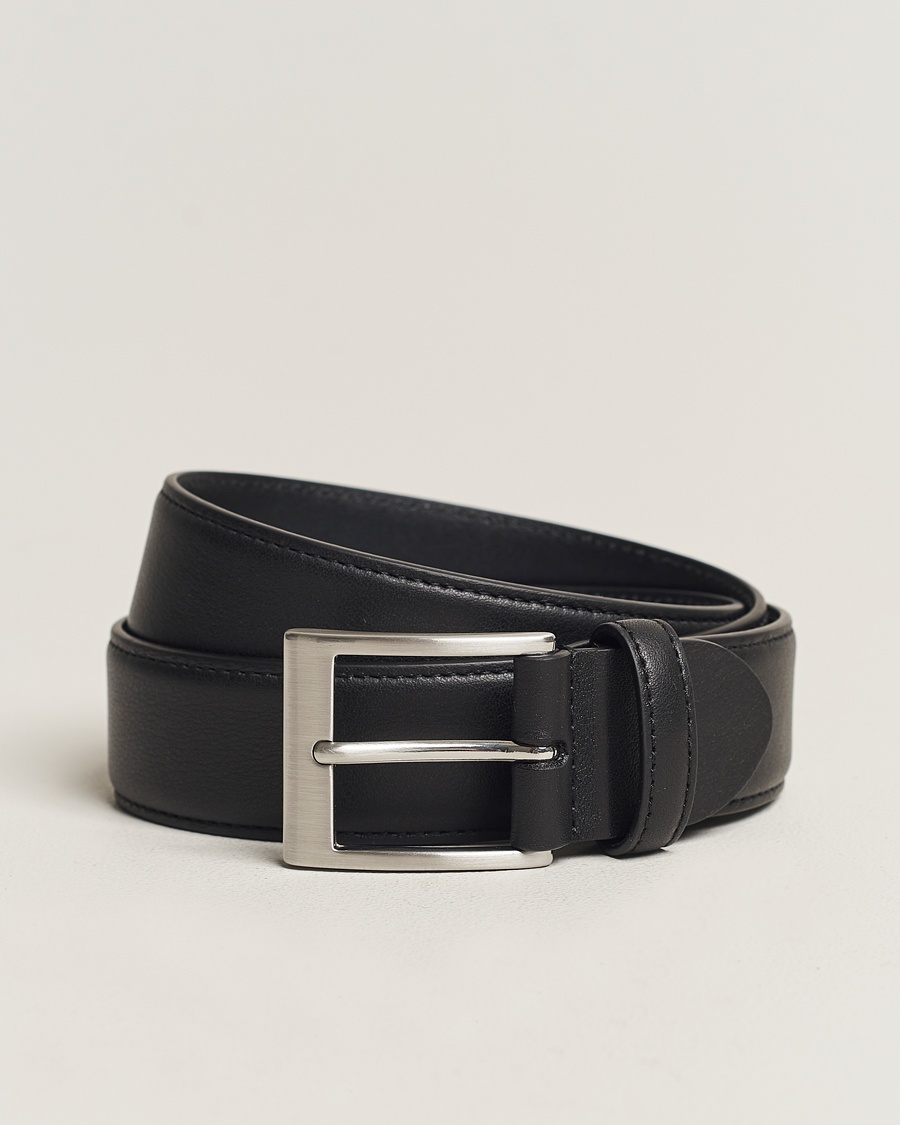 Canali Classic Leather Belt Black Calf – Schwarz