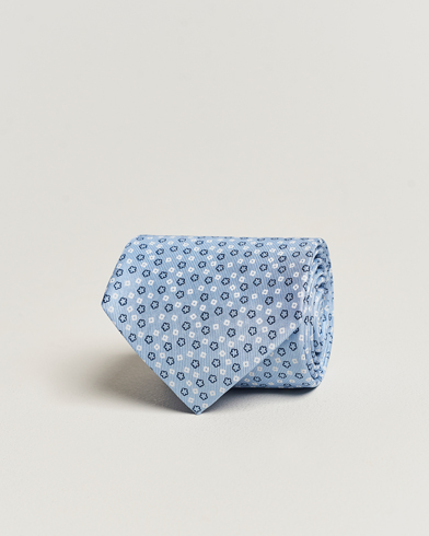  3-Fold Printed Silk Tie Light Blue