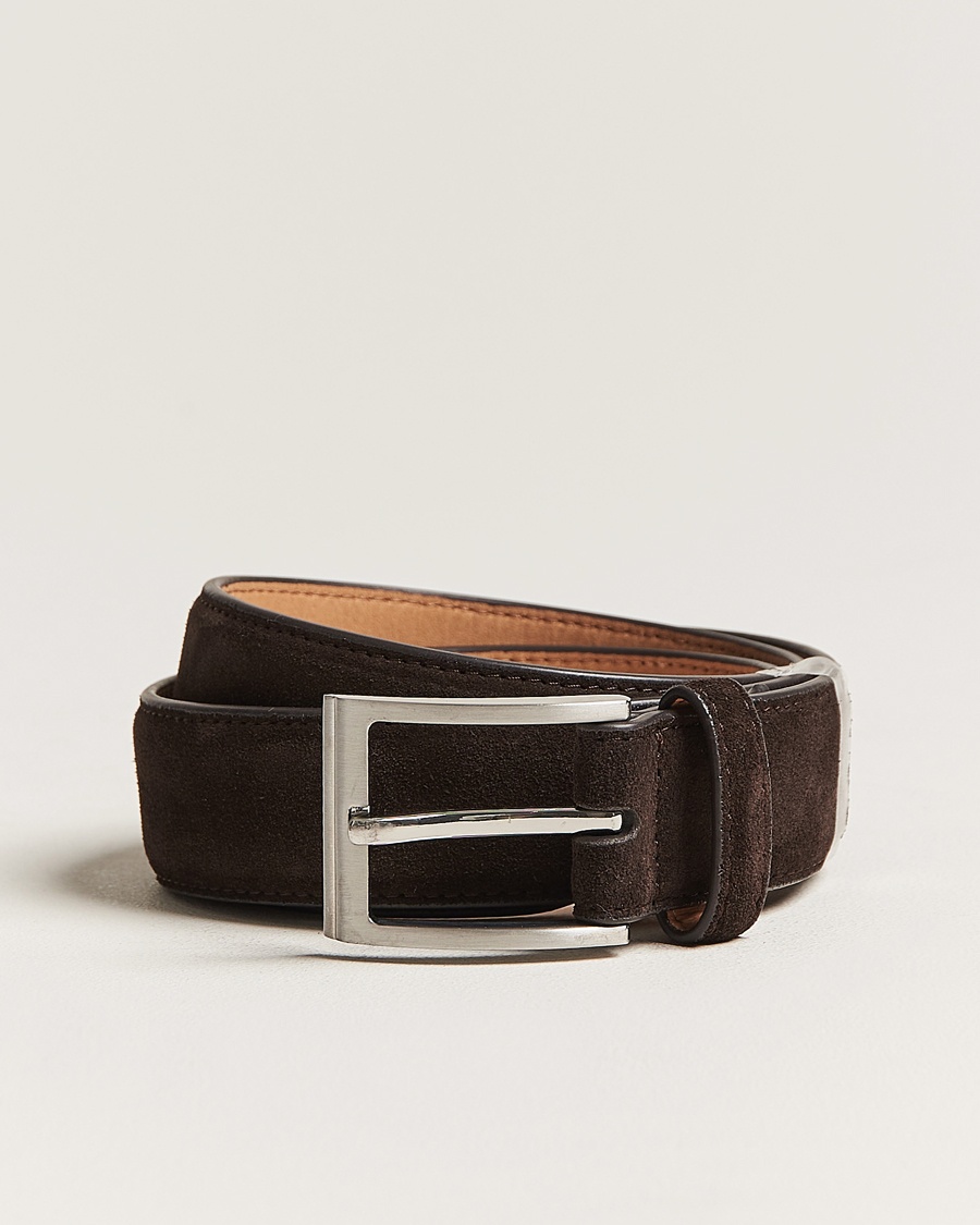 Loake Shoemakers William Suede Belt Dark Brown – Braun