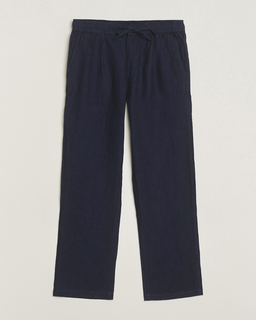 KnowledgeCotton Apparel Loose Linen Pants Total Eclipse – Blau