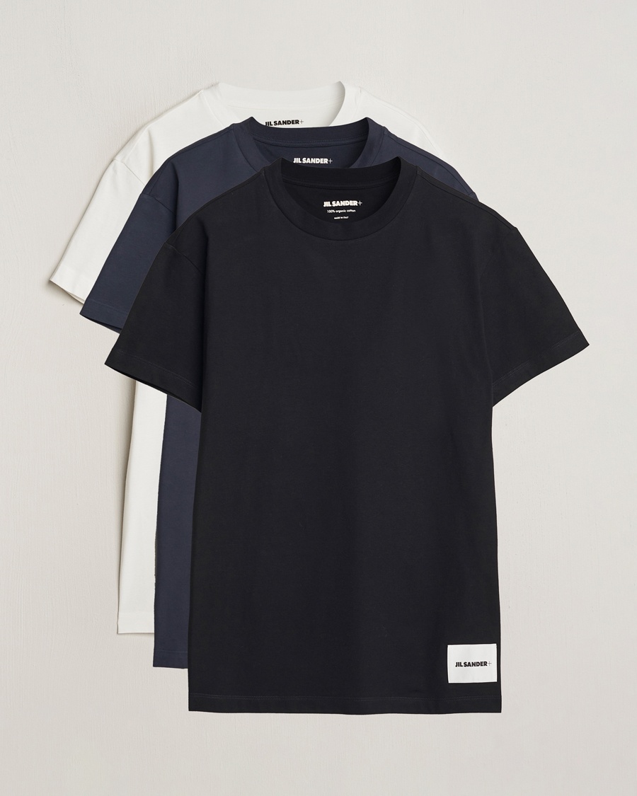 Jil Sander 3-Pack Short Sleeve T-Shirts White/Navy/Black – Blau