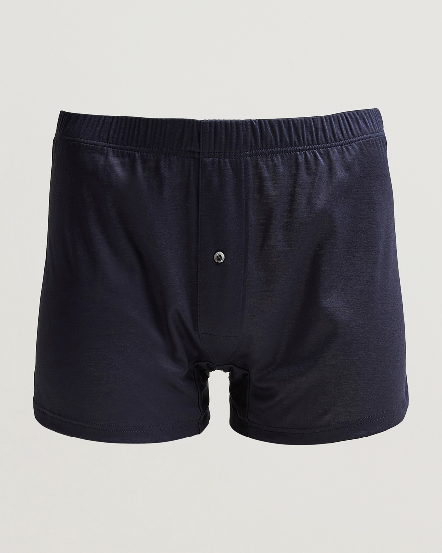 Zimmerli of Switzerland Sea Island Cotton Boxer Shorts Navy – Blau
