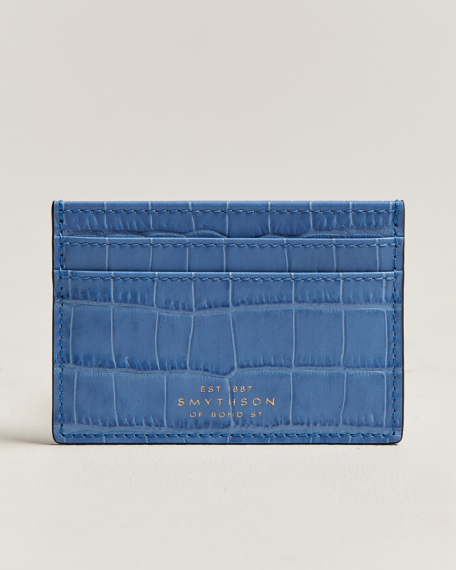 Smythson Mara Flat Cardholder Nile Blue – Blau