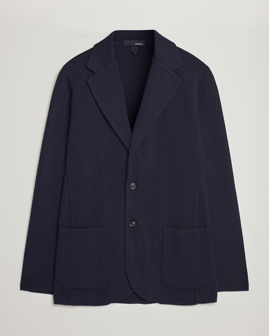 Lardini Knitted Wool Blazer Navy – Blau