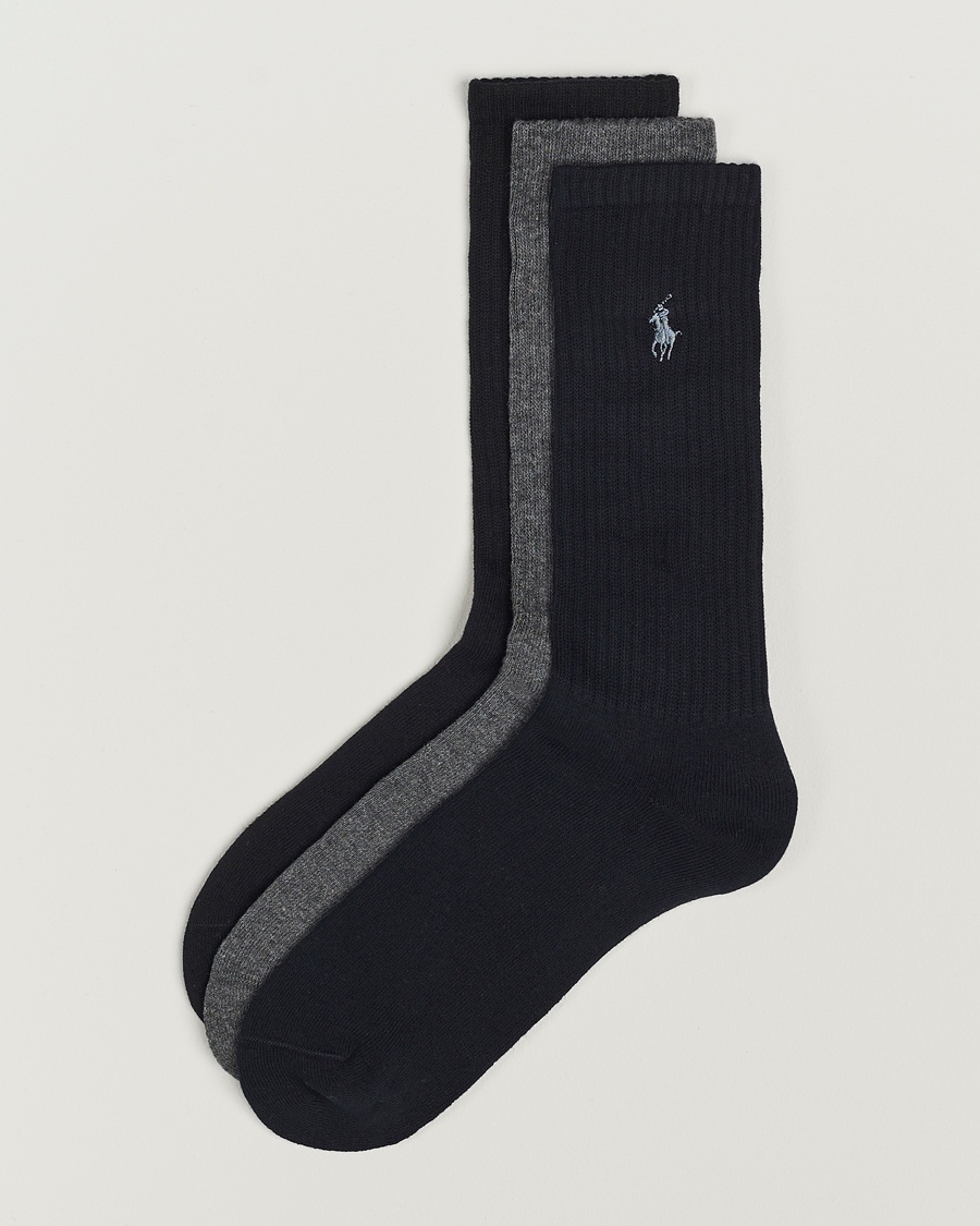 Polo Ralph Lauren 3-Pack Crew Sock Navy/Charcoal/Black – Blau