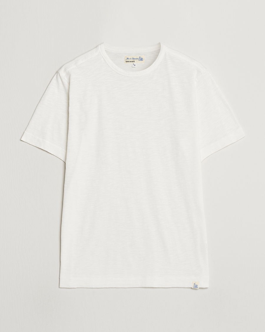 Merz b. Schwanen Organic Pima Cotton Slub Crew Neck T-Shirt White – Weiß