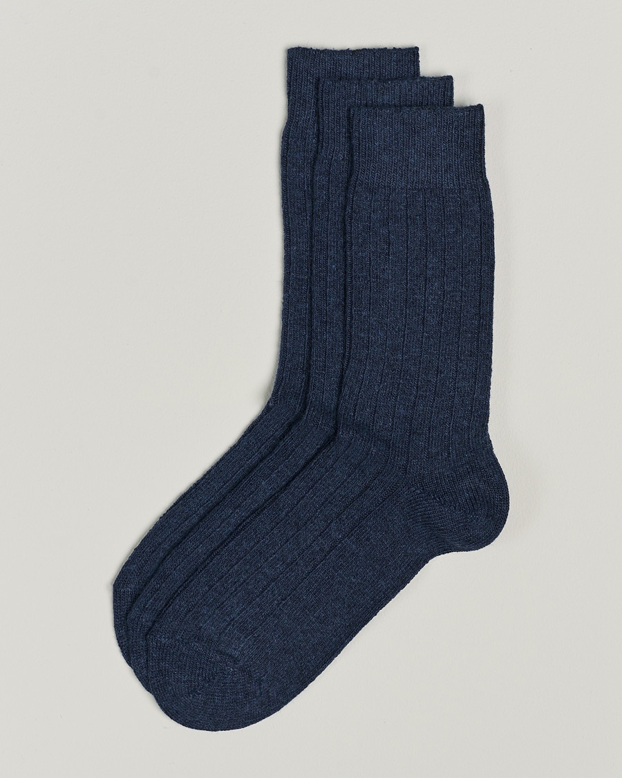 Amanda Christensen 3-Pack Supreme Wool/Cashmere Sock Dark Blue Melange – Blau
