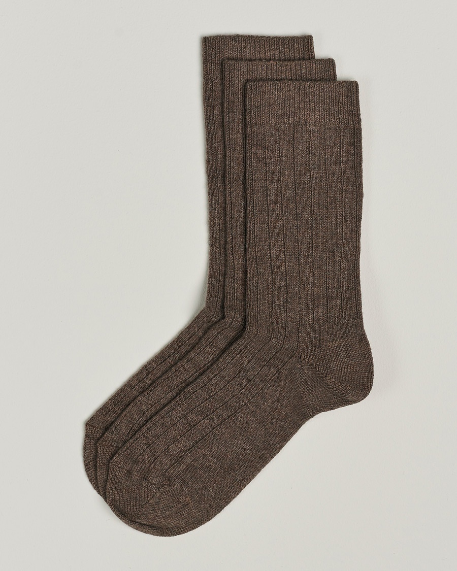 Amanda Christensen 3-Pack Supreme Wool/Cashmere Sock Brown Melange – Braun