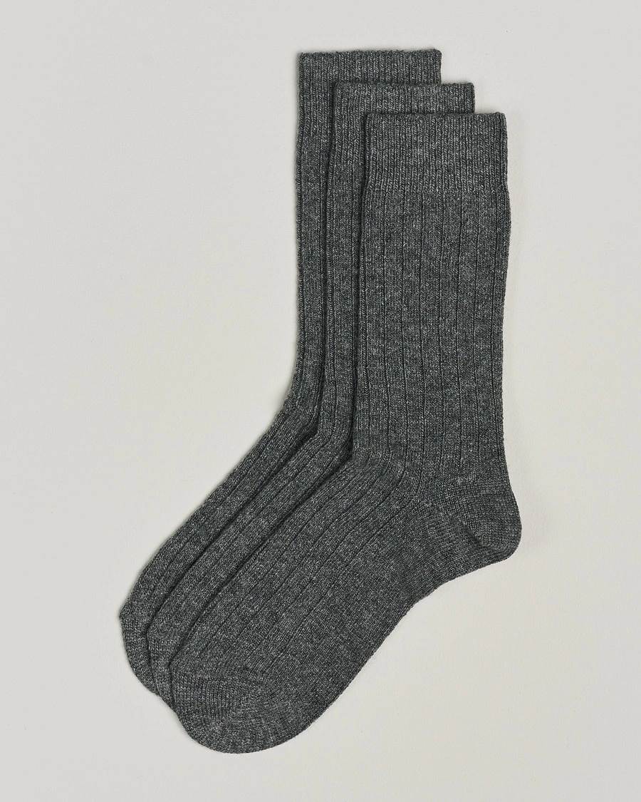 Amanda Christensen 3-Pack Supreme Wool/Cashmere Sock Grey Melange – Grau