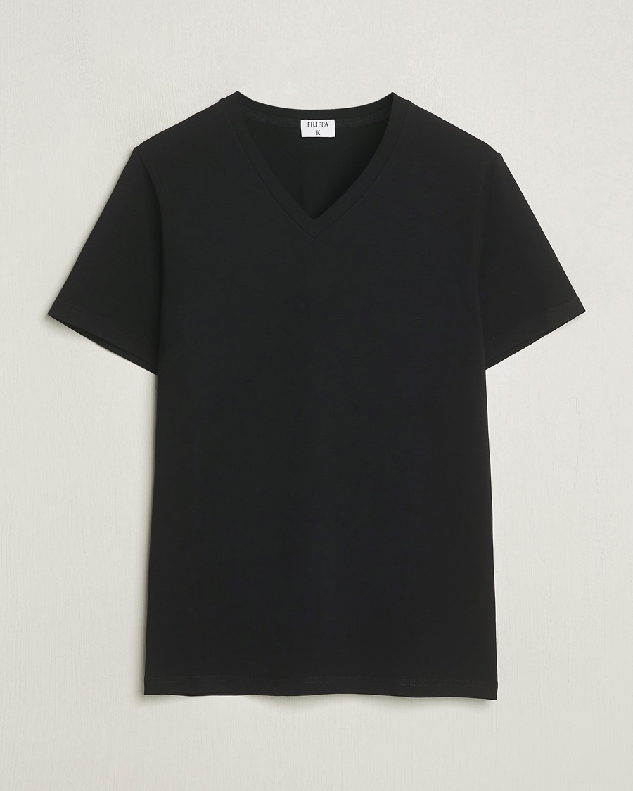 Filippa K Organic Cotton V-Neck T-Shirt Black – Schwarz