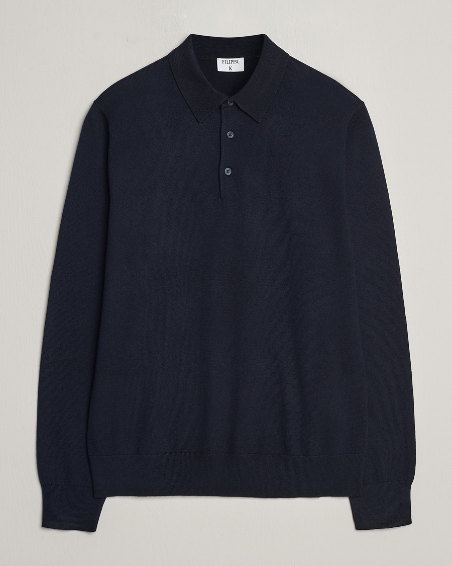 Filippa K Knitted Polo Shirt Navy – Blau