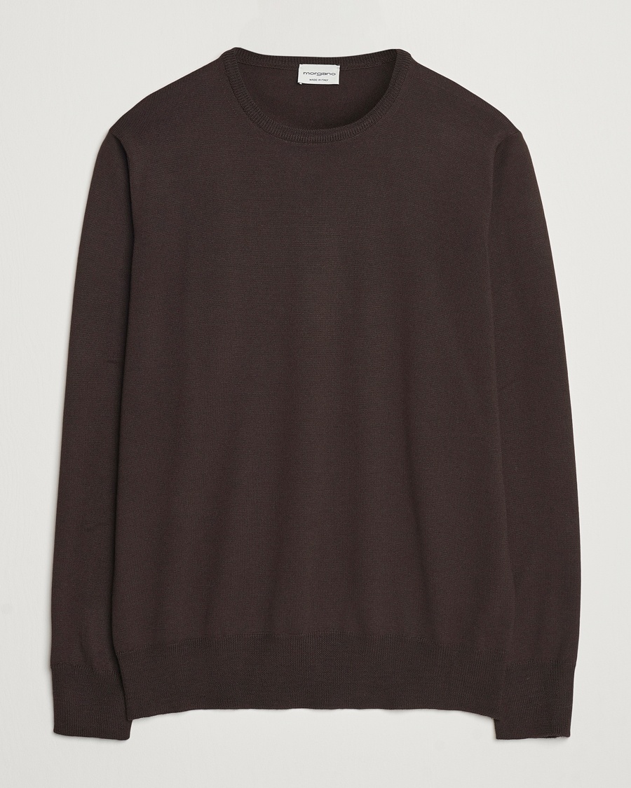 Morgano Extra Fine Merino Wool Crewneck Dark Brown – Braun