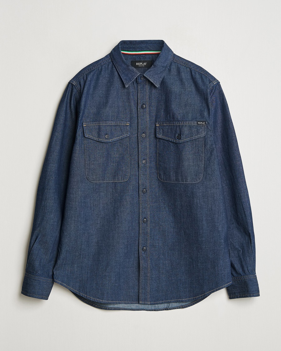 Replay Denim Shirt Dark Blue – Blau