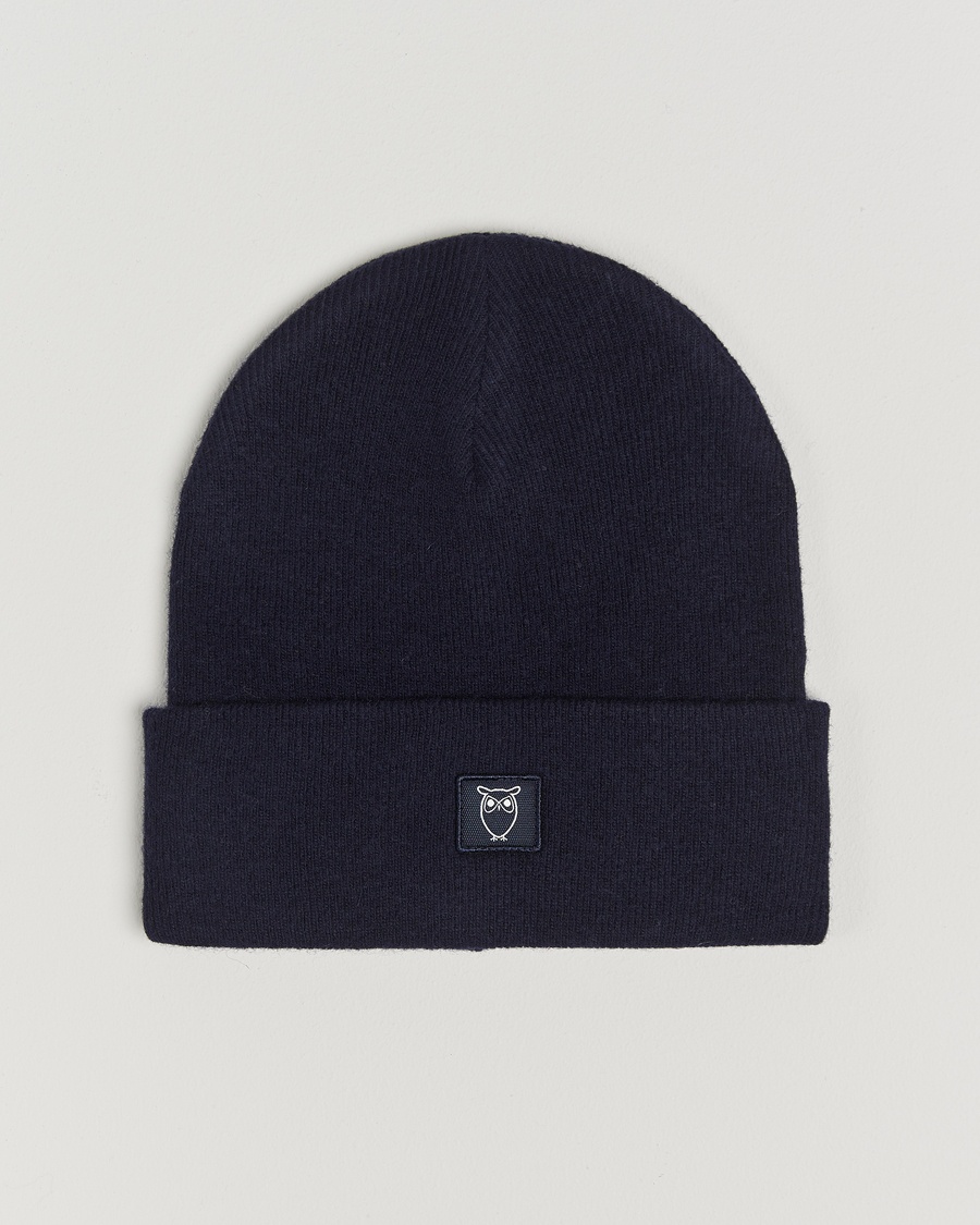 KnowledgeCotton Apparel Double Layer Wool Beanie Navy – Blau